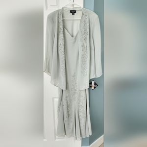 Dress, size 16, light sage green,never worn, two piece dress and cover up